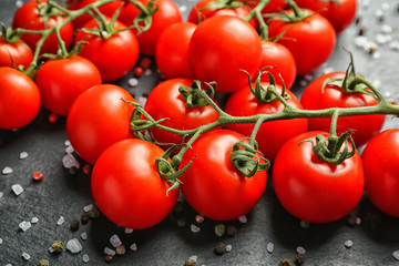 Fresh ripe red tomatoes on table