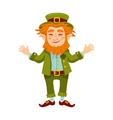 Happy smiling Leprechaun. Isolation on white background