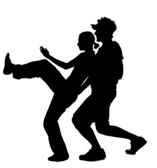 Silhouette Mann Frau Paar sportlich Tanz