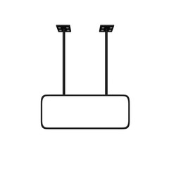 modern metal hanging sign board isolated on white background. 3d illustration 
