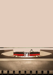 Closed up Antique typewriter with aged textured paper sheet space for your text