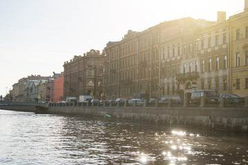 Fototapeta premium Embankment of the Fontanka River in St. Petersburg. View from the river.