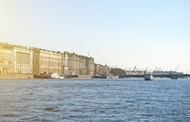 Palace bridge and Hermitage in Saint-Petersburg.