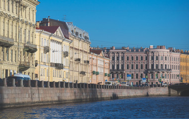 Fototapeta na wymiar Embankment of Fontanka river in Saint-Petersburg.