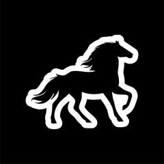 Horse silhouette icon on dark background
