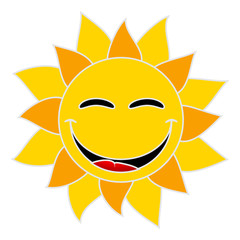 smiling sun on white background