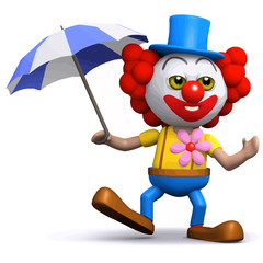 3d Clown with an umbrella