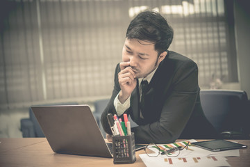 Asian businessman stressed from work,Furious from hard work,Boss complain about project,Thailand...