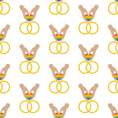 Same sex wedding rings seamless pattern