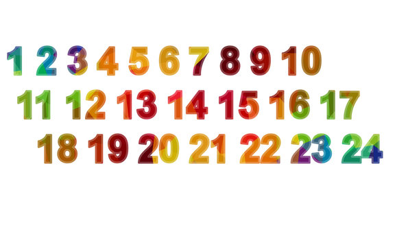 colored numbers one to twelve, can be advent numbers