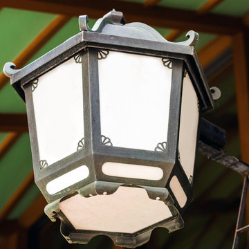 View of the street lamp in the japanese style, Kyoto, Japan. Close-up.
