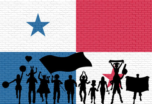 Panamanian supporter silhouette in front of brick wall