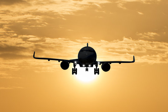 passenger plane silhouette in the sky