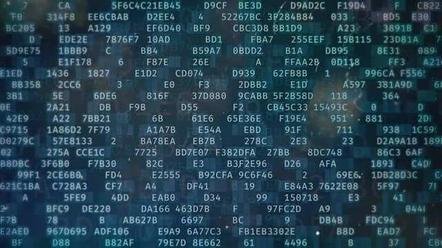 Abstract hacking background, programming code strings changing on screen. Abstract hacking background