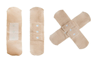Set of medicine plaster isolated on white background. First medical aid.