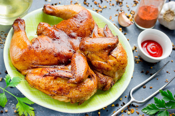 Grilled chicken with honey and soy sauce glaze