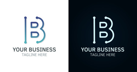 Letter B minimal logo icon design. Vector template graphic elements. Technology, digital interfaces, hardware and engineering concepts. Graphic made of circuits © Pedro