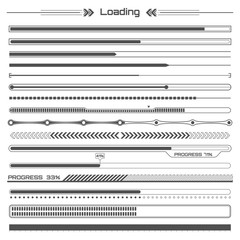 Fototapeta premium Set of black hud loading lines infographic elements. Futuristic user interface. Virtual graphic. Infographic elements. Digital dashboard panel illustration