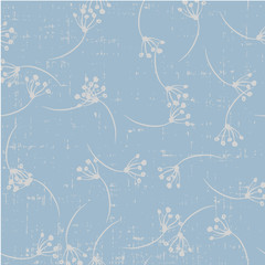 Cute beautiful seamless dandelion floral pattern on grunge background hand drawn in vector childish kid style illustration in tender colors