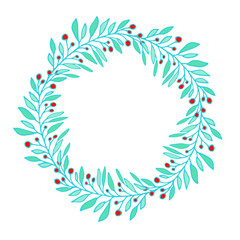 Happy summer card. Vector Illustration. Turquoise decorative frame.