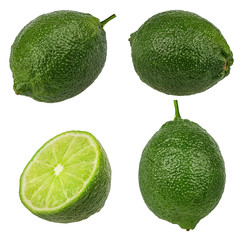 Fresh lime isolated on white background with clipping path