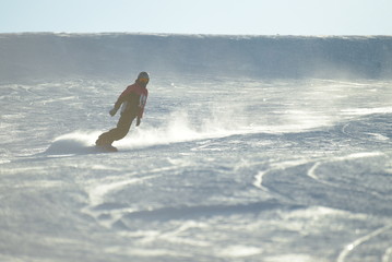 Snowboarder snowy weather