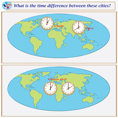 Logical task. What is the time difference between these cities?
