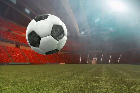 3D Illustration of a Soccer ball in arena
