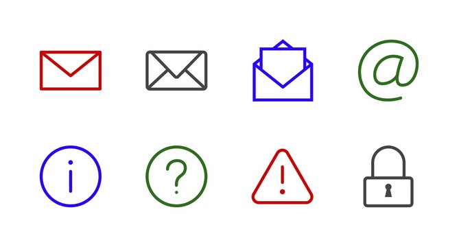 Set email Line icon stock vector illustration. Editable Stroke. 100x100 Pixel Perfect