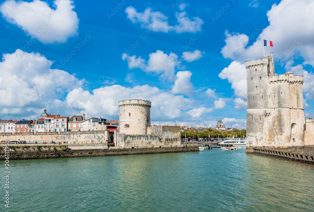 Poster Towers of ancient fortress of La Rochelle France