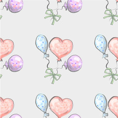 Seamless pattern from balloon balloon on grunge background cute childish style