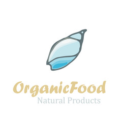 Seafood restaurant logo with shell in cartoon style