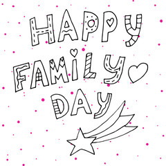 Happy family day card in hand drawn style