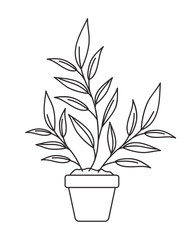 leafs plant in pot decorative icon vector illustration design