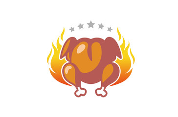 Hot Chicken Logo Design Illustration