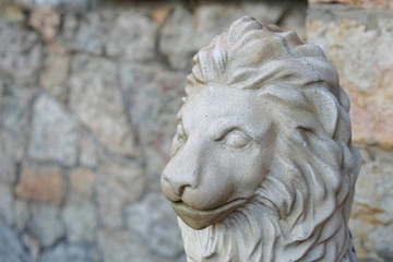 Fototapeta na wymiar Stone head lion statue