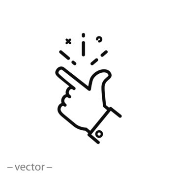 easy icon, finger snapping line sign - vector illustration eps10