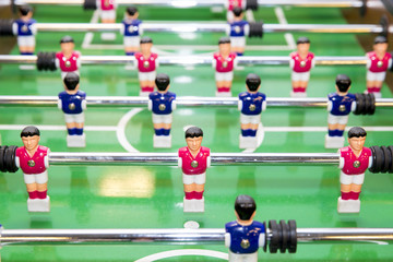 table football with blue and red players