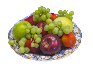 Dish decorated with blue-aureate patterns with fruits