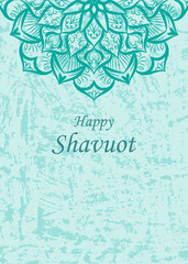 Obraz premium Happy Shavuot banner with flower mandala in vector