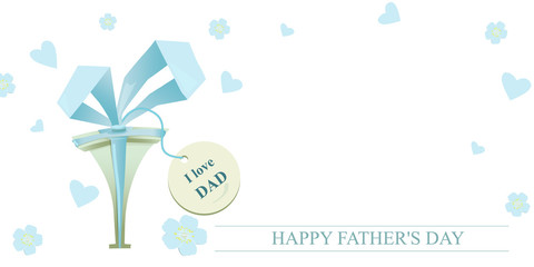 Father's day, greeting card. A gift to dad, on a white background blue hearts and flowers. Feast for the father.