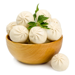 Khinkali, a georgian dumpling, on a white background