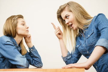 Two women having argue fight