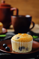 Blueberry muffins with lemon glaze
