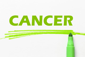 cancer word written with green marker