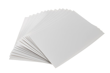 Pile of blank photo frames isolated on white background.