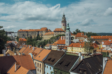 Średniowieczne czeskie miasteczko Czeski Krumlow - obrazy, fototapety, plakaty