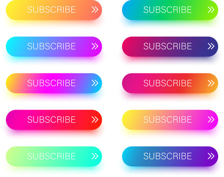 Bright colorful subscribe icons isolated on white.