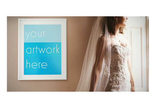 Bride with White Frame Poster Mockup