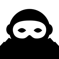 Simple, black and white masked man avatar. Anonymous avatar. White background